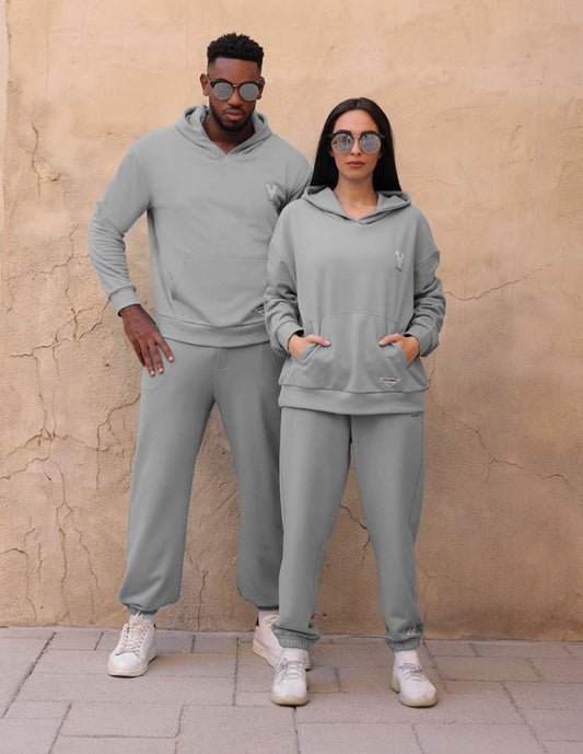 “Two” Hoodie & Jogger Sets for Men and Women - Gray